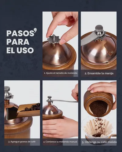 Vista 7 de POLIVIAR - Molinillo de café manual, molinillo de granos de café