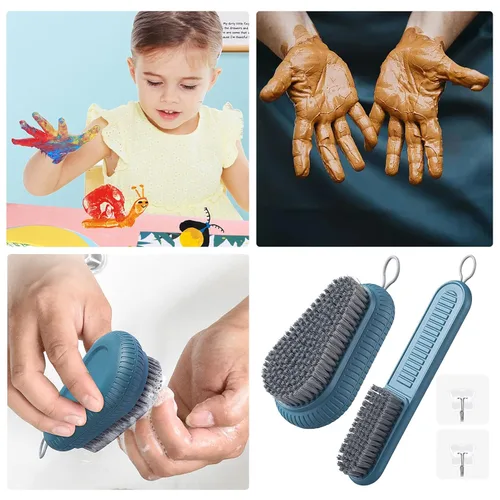 Vista 4 de 2 cepillos de uñas resistentes para limpiar las uñas, cepillo de uñas azul, cerdas rígidas duraderas, cepillo de limpieza de manos, cepillo de uñas