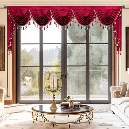 Vista 38 de VOGOL Cenefa de cortinas de terciopelo grueso para dormitorio, cenefas de cascada de lujo con aislamiento térmico dorado para sala de estar formal