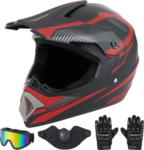 Vista 11 de CARTMAN Casco para adultos de bicicleta de tierra, casco de motocicleta de cara completa aprobado por el DOT, mate negro y amarillo para motocross