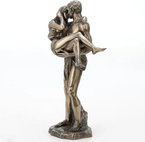 Vista 6 de Veronese Design 11 3/8 pulgadas los amantes nupcial llevan la escultura desnuda artística del final del bronce antiguo de la resina del molde en frío