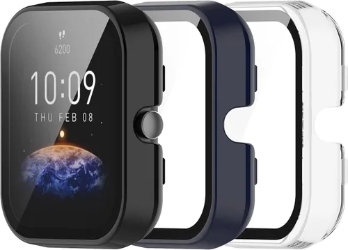 Vista 9 de Funda protectora de pantalla compatible con Amazfit Bip 3/Bip 3 Pro, cobertura completa, a prueba de golpes, delgada, con protector de pantalla