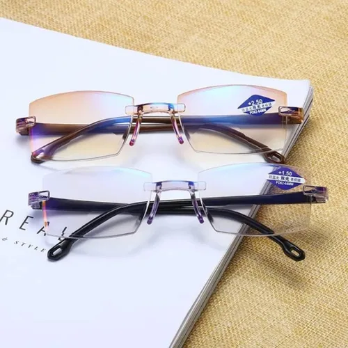 Vista 6 de Color Glint Sapphire Alta Dureza Anti-azul Progresivo Lejos Y Cerca De Doble Uso Gafas De Lectura