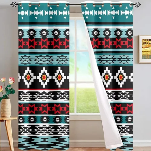 Vista 13 de ZFRXIGN Cortinas opacas para ventana de caballo azteca occidental, 63 pulgadas de largo, para cuarto de bebé, sala de estar, dormitorio, 2 paneles