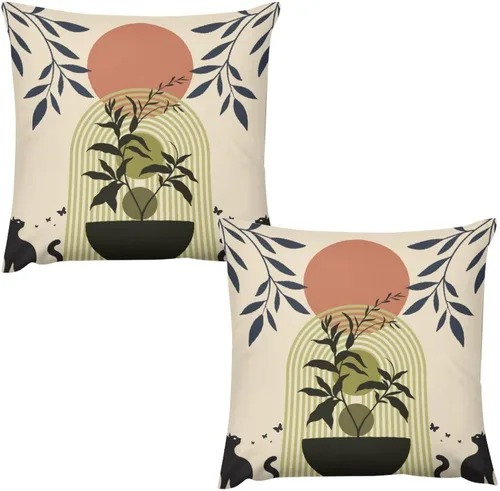 Vista 48 de Juego de 2 fundas de almohada florales retro de los años 70, Groovy Funky Hippie Flor Naranja Estética Boho Fundas de Almohada de 16 x 16 pulgadas