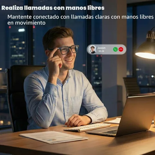 Vista 5 de Lentes inteligentes con altavoces Bluetooth, gafas de audio de oído abierto con clip magnético polarizado, bloqueo de luz azul, IPX56 impermeable