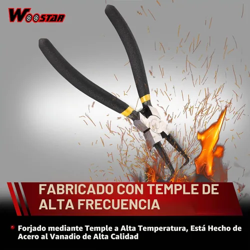 Vista 3 de WOOSTAR Pinzas de punta de 90 grados Herramienta interna Alicates de punta curvada para pernos de brazo de manivela amarillo