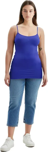 Vista 286 de Emmalise Camisola larga casual básica para mujer, con tirantes ajustables, top en capas