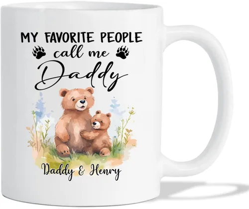 Vista 15 de Taza de café personalizada con nombre y año, taza de cerámica blanca personalizada para bebé, regalo único de taza de café con anuncio de embarazo