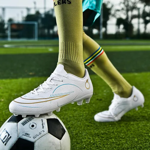 Vista 6 de Unitysow Zapatos de fútbol para hombre con tacos de fútbol firme para entrenamiento profesional, zapatos de fútbol para interiores y exteriores