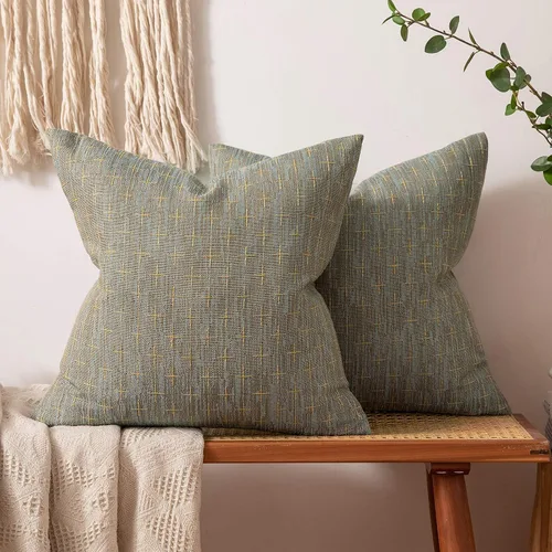Vista 12 de MIULEE - Juego de 2 fundas de almohada decorativas de lino de arpillera, modernas, estilo campestre, rústicas, tejidas, con textura, para sofá, Gris