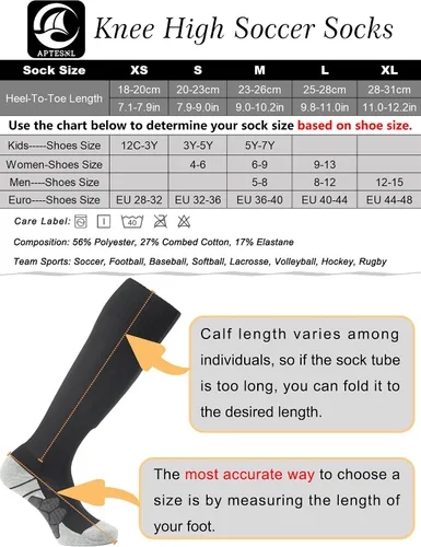 Vista 2 de APTESOL - Calcetas de fútbol hasta la rodilla (paquetes de 1/3/5) Calcetas acojinadas para niños, jóvenes, adultos, para equipos deportivos OTC