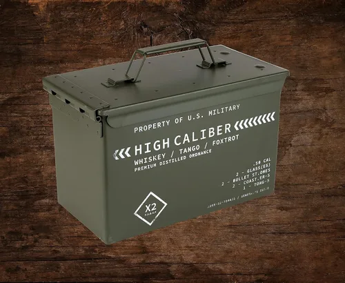 Vista 5 de Titan LSO Vasos y piedras de whisky en caja táctica única Copas de cóctel Bourbon, posavasos y pinzas Regalos para hombres Juego de vasos