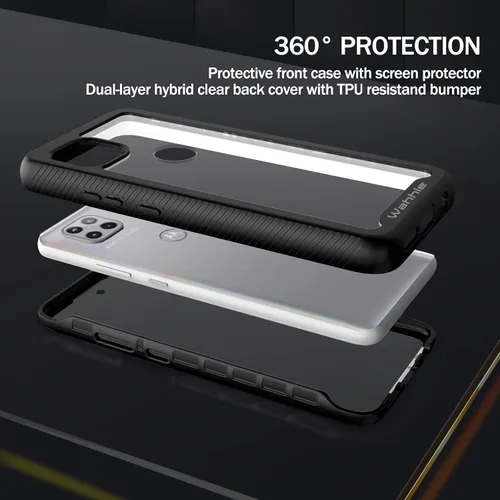 Vista 3 de Funda compatible con Motorola One 5G Ace, protector de pantalla integrado de cuerpo completo, a prueba de golpes, ajuste delgado, parachoques funda