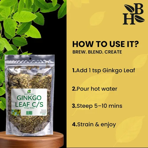 Vista 5 de Herb To Body Hoja de ginkgo cortada y tamizada: 4 onzas, hojas de té de ginkgo biloba silvestre, hojas de ginko biloba para infusiones y extractos