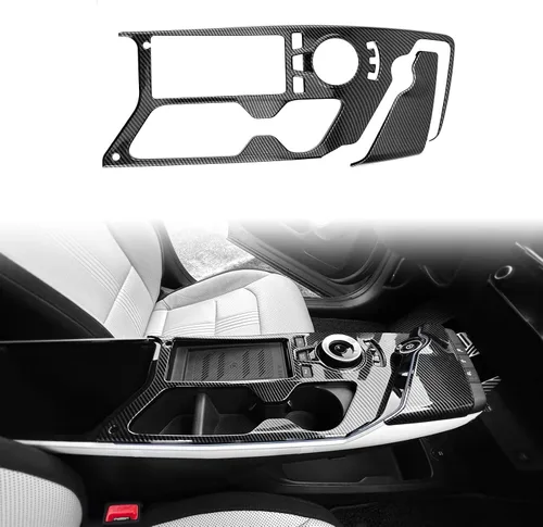 Vista 3 de YOUTOOCAR 2 cubiertas para panel de palanca de cambios compatibles con accesorios Kia EV6 2022-2026 (patrón de fibra de carbono)