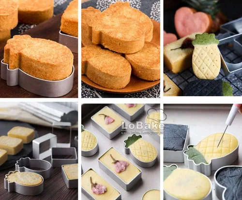 Vista 8 de LoBake Molde rectangular de aluminio para pastel de piña de acero inoxidable presionando sello mooncake molde fondant galletas moldes DIY