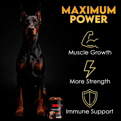 Vista 2 de Masticables 11 en 1 para Ganancia Muscular - Suplementos de Aumento de Peso para Perros con Alta Proteína y Aminoácidos - Constructor Muscular