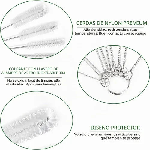 Vista 4 de CiaraQ Cepillos de limpieza de botellas, sistema de cepillo de tubo de Blanco