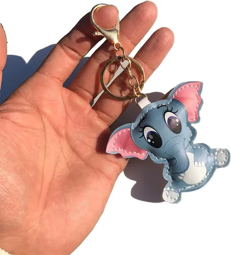 Vista 3 de Llavero colgante de piel sintética para mujer, niña, novia, colgante de bolsa, llavero para llaves de coche, regalo para ella (elefantes), Elefantes