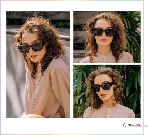 Vista 3 de Allarallvr Cat Eye Sunglasses for Women Men Retro Trendy Frame Square Shades AR82101