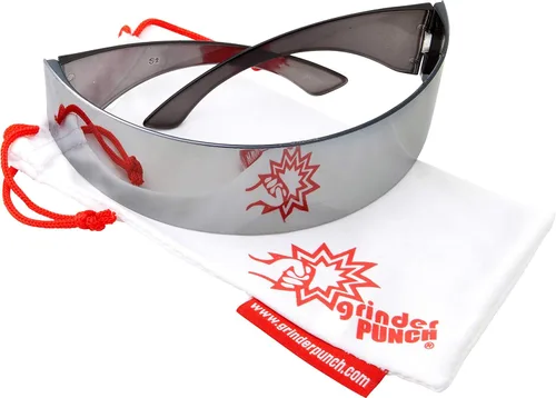 Vista 2 de grinderPUNCH Gafas de sol con escudo futurista de espejo plateado