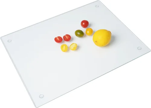 Vista 11 de Phore Tabla de cortar de vidrio templado para cocina, apta para lavavajillas, tabla de cortar transparente para encimera, resistente a los arañazos