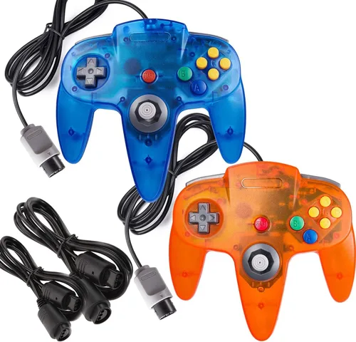 Vista 15 de Paquete de 2 controladores clásicos N64 (negro) con 2 cables de extensión de controlador N64 de 6 pies
