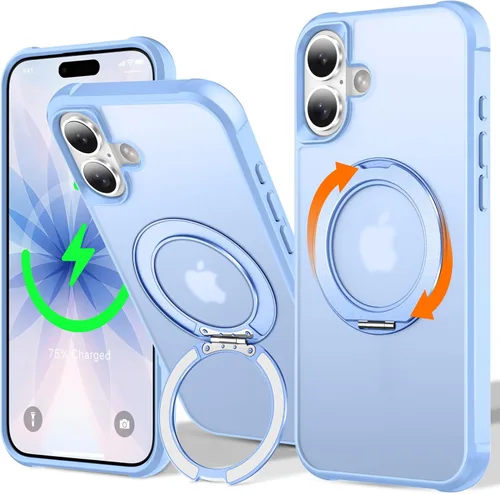 Vista 29 de UMIONE - Funda con diseño de anillo magnético giratorio de 360° para iPhone 11, soporte de bucle invisible integrado, compatible con Magsafe, funda