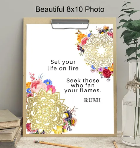 Vista 4 de Rumi - Decoración de pared Zen - Arte de pared Namaste Lotus Mandala - Cita motivacional positiva inspiradora regalo budista espiritual para mujeres