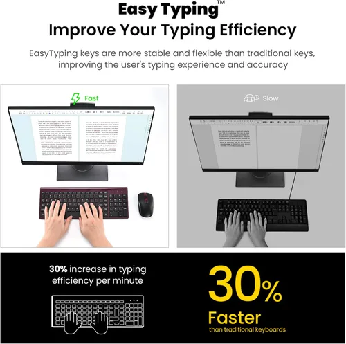Vista 4 de cimetech EasyTyping KF10 - Combo de teclado y mouse inalámbricos, [teclas de interruptor de tijera silenciosas], [teclas que ahorran esfuerzo]