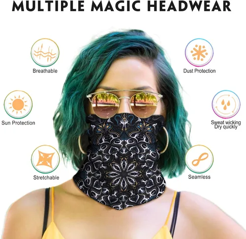 Vista 2 de Bufanda tipo mascarilla para hombre y mujer, sin costuras, pañuelo para la cara, pasamontañas, diadema, envoltura para la cabeza, gorro