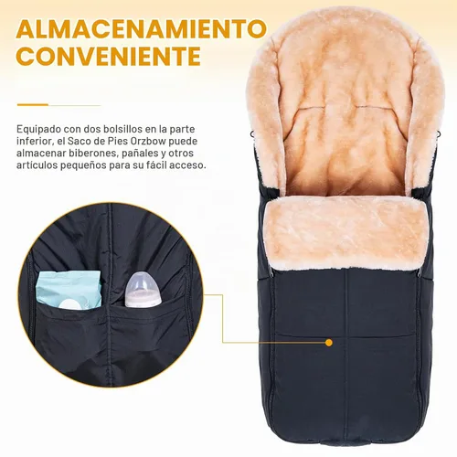 Vista 4 de Orzbow Saco para cochecito, bolsa universal para bebé, manta resistente a Negro