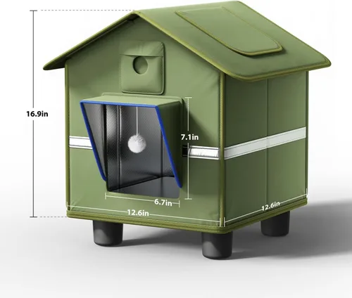 Vista 8 de Casa para gatos al aire libre con cámara 2K para un solo gato de hasta 12 libras, refugio aislado a la intemperie, puerta magnética, cámara de doble