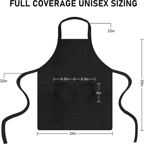 Vista 2 de Paquete de 12 delantales con peto, delantales unisex de cocina de restaurante para mujeres con 2 bolsillos, delantales de chef para cocinar