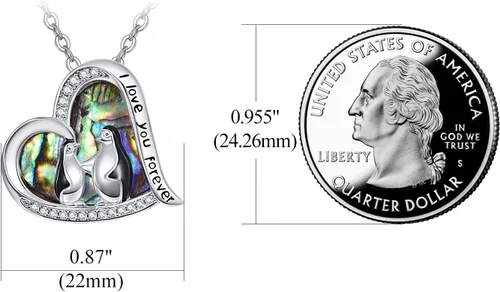 Vista 3 de TANGPOET Sea TurtleDolphinMermaidPenguin Necklace Sterling Silver Heart Moonstone Pendant Necklace Ocean Animals Jewelry Mothers Day Birthday Gifts