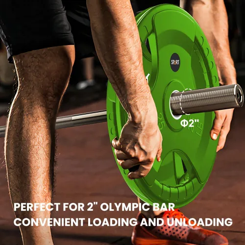 Vista 4 de SPART Placas de Peso Olímpico de 2 Pulgadas con Recubrimiento de Goma de Color en Pares o Individual para Entrenamiento de Fuerza, Levantamiento
