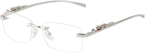 Vista 19 de Rimless Sunglasses for Men Women Small Narrow Rectangle Sunglasses 2 piezas: azul degradado+marrón degradado