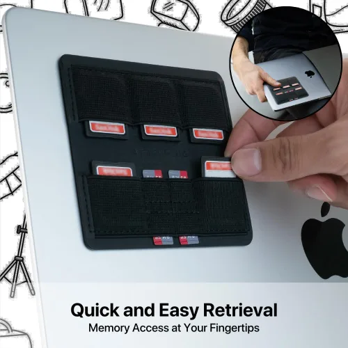 Vista 5 de Soporte para tarjetas SD y MicroSD ultra delgado para portátiles, 9 ranuras para 5 tarjetas SD y 4 MicroSD, color negro