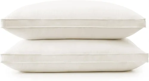 Vista 10 de puredown - Juego de 2 almohadas de plumas de ganso, tamaño estándar, colección de calidad de hotel, con funda de 100% algodón, color gris 2-Gris