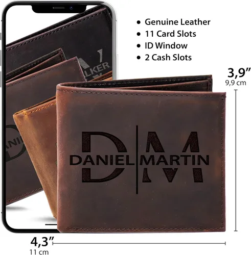 Vista 9 de Billeteras de cuero personalizadas para él, novio, marido, hombre, hijo, billetera plegable grabada para hombres, billeteras, regalo de hombre