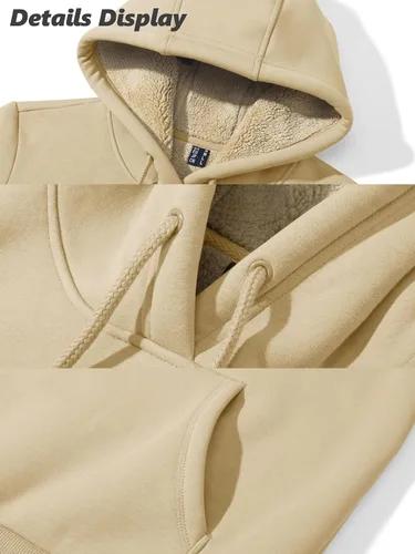 Vista 116 de MAGCOMSEN Sudaderas con capucha para mujer, con forro de sherpa, de vellón, para invierno, cálido, pesado, de algodón, con bolsillo