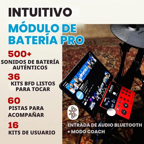 Vista 3 de Alesis Nitro Pro y Strike Amp 8 MK2 - Juego de batería eléctrica con altavoz amplificador de batería de 8 pulgadas de 2000 W, con Bluetooth