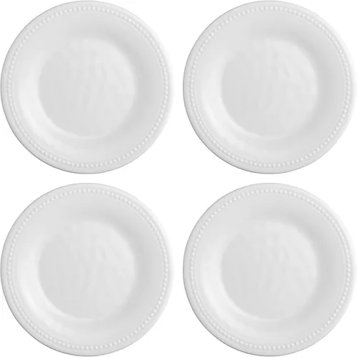 Vista 6 de UP UPware - Platos redondos de postre de melamina con cuentas, platos pequeños para servir, para aperitivos, aperitivos y guarniciones, crema, 6