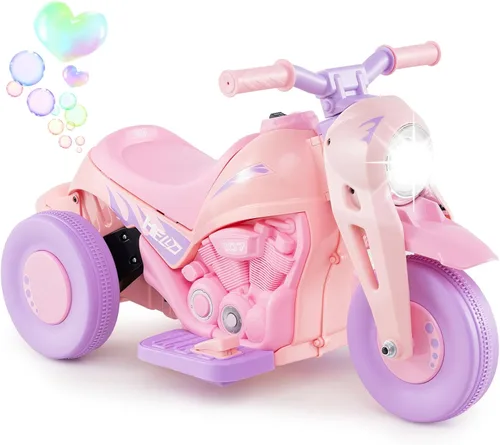 Vista 11 de Costzon Motocicleta Infantil, Motocicleta Eléctrica de 6V con Pilas, con Fabricante de Burbujas, Música, Faro LED, Hacia Adelante y Hacia Atrás