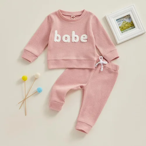 Vista 6 de LAGKIYOJ Conjunto de ropa de punto de manga larga para bebé, niña, niño, otoño e invierno