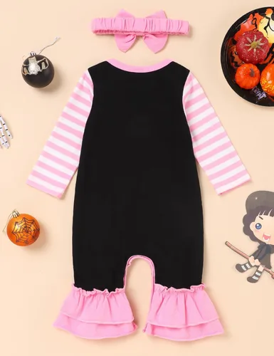 Vista 3 de TUEMOS Body de Halloween para bebé niña con diadema, primer conjunto de ropa de Halloween