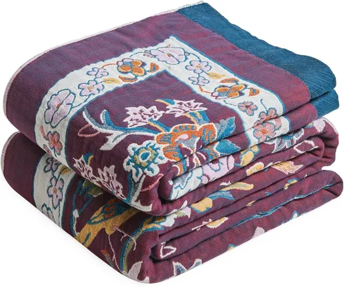 Vista 11 de Manta Bohemia – Manta suave 100% algodón para cama, 60"x80", reversible, transpirable, ligera, para otoño, todas las estaciones, decoración de casa