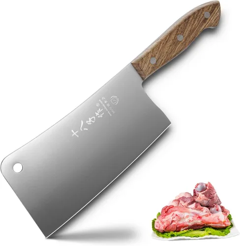 Vista 10 de SHI BA ZI ZUO Cuchilla de Carnicero Pesada de Alta Resistencia para Picar Huesos, Cuchillo de Cocina Resistente