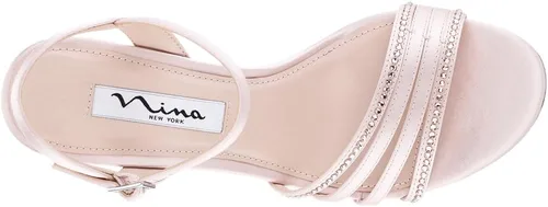 Vista 5 de NINA Nelena - Sandalias de vestir brillantes para mujer con adornos de cristal - Sandalias de tacón elegantes y cómodas para mujer - Casual